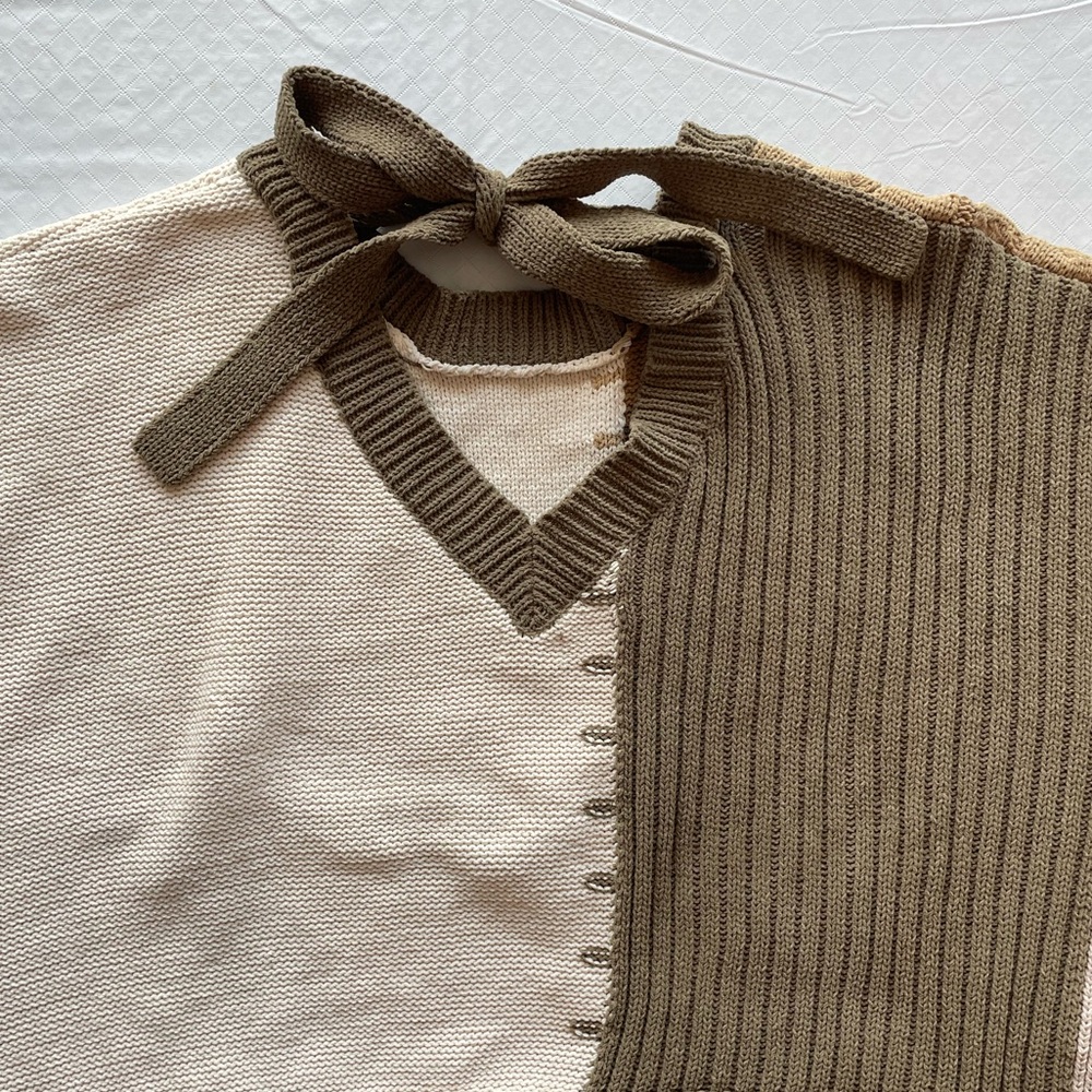POL Colorblock Knit Balloon Sleeves Sweater - Picture 4 of 7